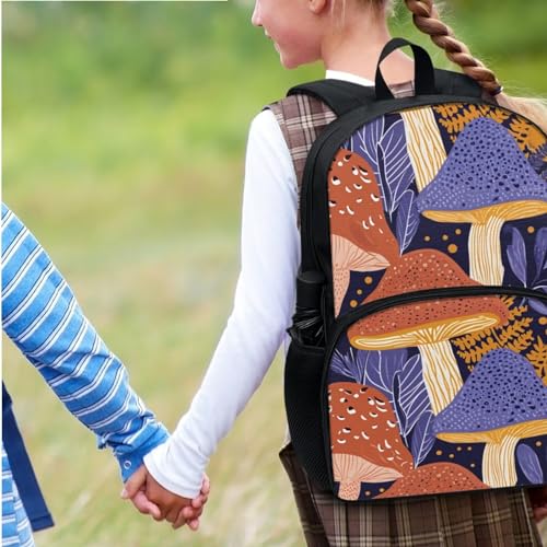 Mushroom Backpack for Girls Padded Back Straps Lightweight 17 Inch School Backpack with Lunch Box for Girls Flower Print Bookbag Black School Bag4