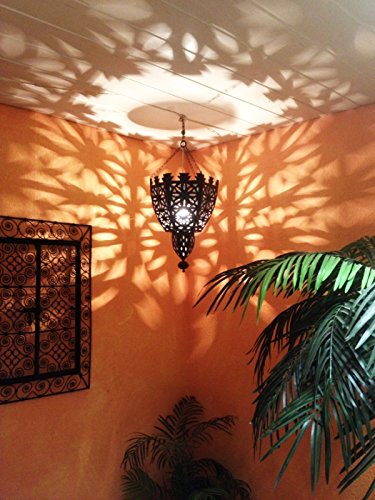 Orientalische Lampe Pendelleuchte Schwarz Frana E27 Lampenfassung | Marokkanische Design Hängeleuchte Leuchte aus… – Bild 7