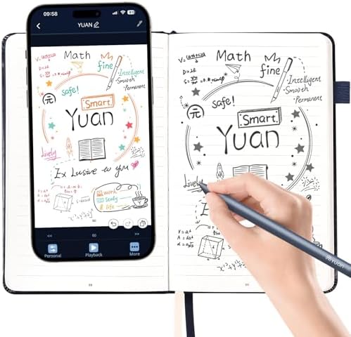 Yuan Smart Digital Notebook with Pen, Smart Pen for Note Taking Real-Time Sync-to-Digital, Smart Writing for Meeting Class Creation, Digitizing, Store, and Share Handwritten Notes via App(iOS/Android)