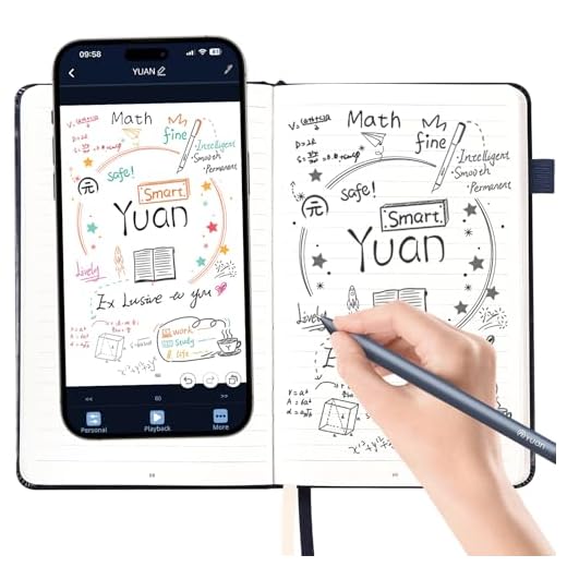 Yuan Digitales Notizbuch Smart Writing Set: 187 Seitiges Notizbuch mit stift, Smart-Pen und Notebook Echtzeit‑Sync. Digitaler Speicher & Teilung via APP, iOS/Android kompatibel, inkl. Ersatzminen