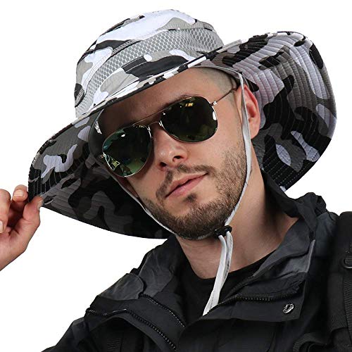 Summer Fishing Sun Boonie Hat Camouflage Outdoor UV Protection Large Brim...