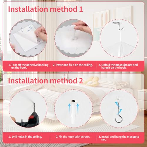 Weiß Mosquito Netz Bett Rund EinzeltüR, Himmel Bett VorhäNge Feinmaschiges Als Moskitoschutz, Betthimmel Doppel Bett Inklusive Klebehaken, Moskitonetz Reise für Hause Indoor Outdoor 60×250×1100cm