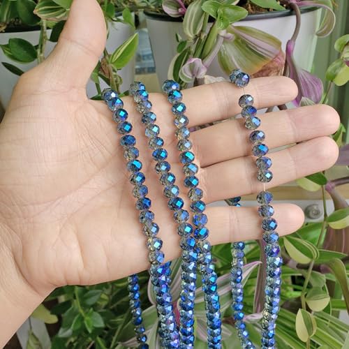 Image of 8mm Rondelle Clear Blue Glass Beads for Jewelry Making 300pcs Faceted Briolette Shape Crytal Spacer Beads for Bracelet Necklace, bz-wholesale-8mm-Clear Blue-n