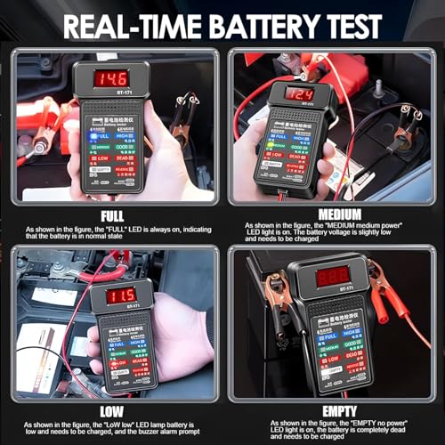 12V Digital Battery Tester, Voltmeter And Alternator Charging System Analyze With Led Display And Led Indication Automotive Alternator Voltmeter Charging System Analyzer For Trucks Boats Motorcycles - 7