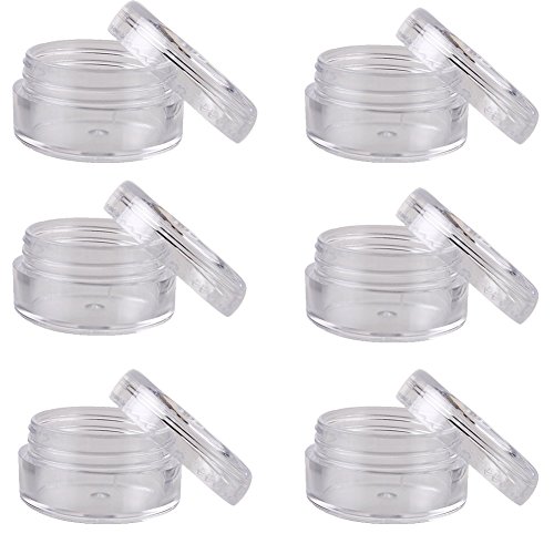Nsstar 50 PCS Empty Clear Plastic Cosmetic Containers Jars Pot 5 Gram Size Eyshadow Makeup Nail Powder