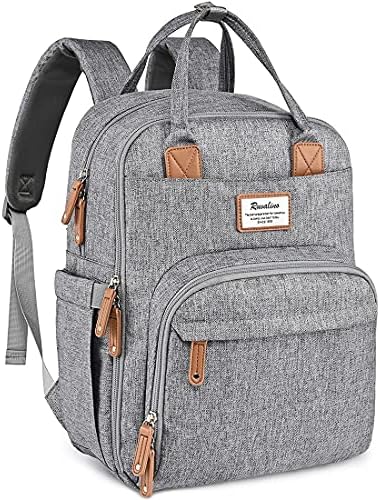 Diaper Bag Backpack, RUVALINO Multifunction Travel Back Pack Maternity Baby Changing Bags, Large Capacity, Waterproof and Stylish, Gray
