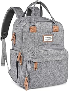 Diaper Bag Backpack, RUVALINO Multifunction Travel Back Pack Maternity Baby Changing Bags, Large Capacity, Waterproof and Stylish, Gray