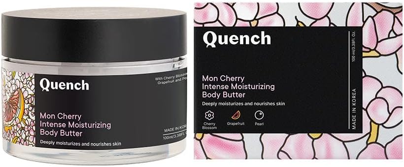 QUENCH BOTANICS Quench Intense Moisturizing Body Butter with Squalane & Shea Butter (Floral Scent),Korean Body Cream for Bouncy Soft Skin,Rich Shea Butter Formula,Whipped Texture,Made in Korea (100ml)