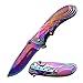 Femme Fatale FF-A008RB Spring Assist Folding Knife, Rainbow Blade, Rainbow Handle, 4-Inch Closed