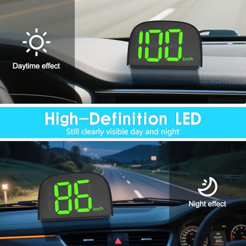 Strixorn Auto Tachometer, GPS Tachometer, HUD Heads Up Display für alle Autos, Fahrrad Motorrad LKW Auto Motorroller, LED-Großschriftanzeige