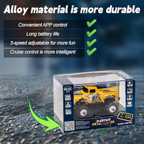 Image of 1 /64 Rc Mini Die Cast TrucksCar with Three Speed Light and Sounds App Controlled Remote Control Off-Road USB Rechargeable Truck Gift for Kids Adults (Mini NewRC)