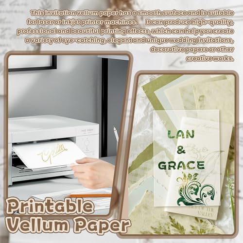 VOKOY 200 folhas de papel aveludado translúcido de 21 x 28 cm, papel vegetal de 93 g/m2 / 28,6 kg, p