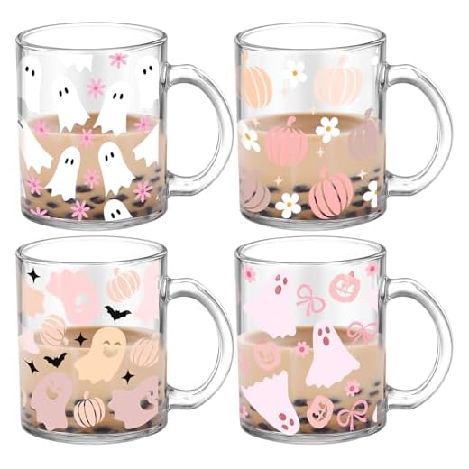 23+ Spooktacular Halloween Coffee Bar Ideas for a Festive Fall Celebration 2 Tioncy 4 Pcs Halloween Ghost Coffee Mugs 12 oz Ghost Glass Cups with Handle Spooky Coffee Cup Pink Mug Cute Gifts Drinking Containers for Halloween Holiday Party Drinkware Accessories