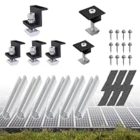 Solarmodul Halterung Set Kit für 2X Module, 12CM Aluprofil Schienen+ Verstellbare Klemmefür 30-35MM Dicke Module, für Flachdach Trapezblech Blechdach, Solarpanel Halterung, Montage PV Befestigung – Ansicht 1