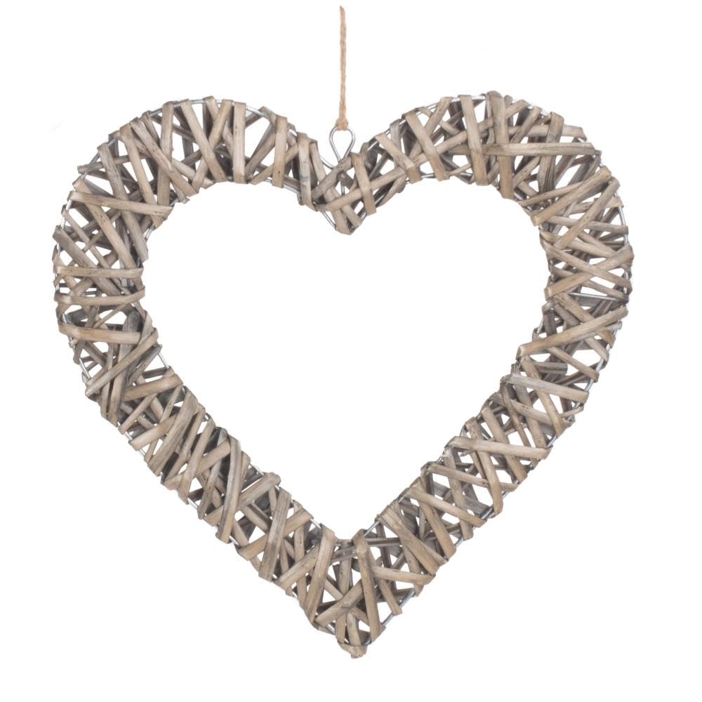Red Hamper H149M Wicker Medium Flat Open Heart