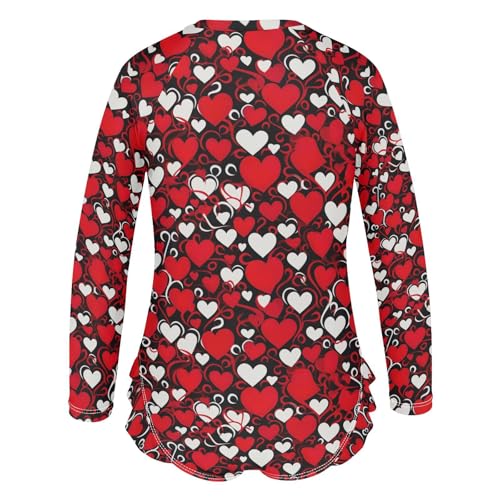 Hearts Valentine Girls Long Sleeve Swimsuit UPF 50+ Rashguard Swimwear One Piece Bathing Suit for 3-12 212165043