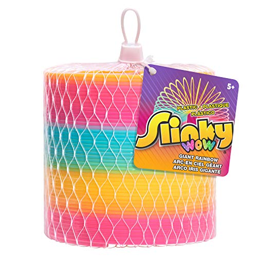 slinky the original walking spring toy 5-inch diameter plastic rainbow giant slinky fidget toy kids toys for ages 5 up by just play