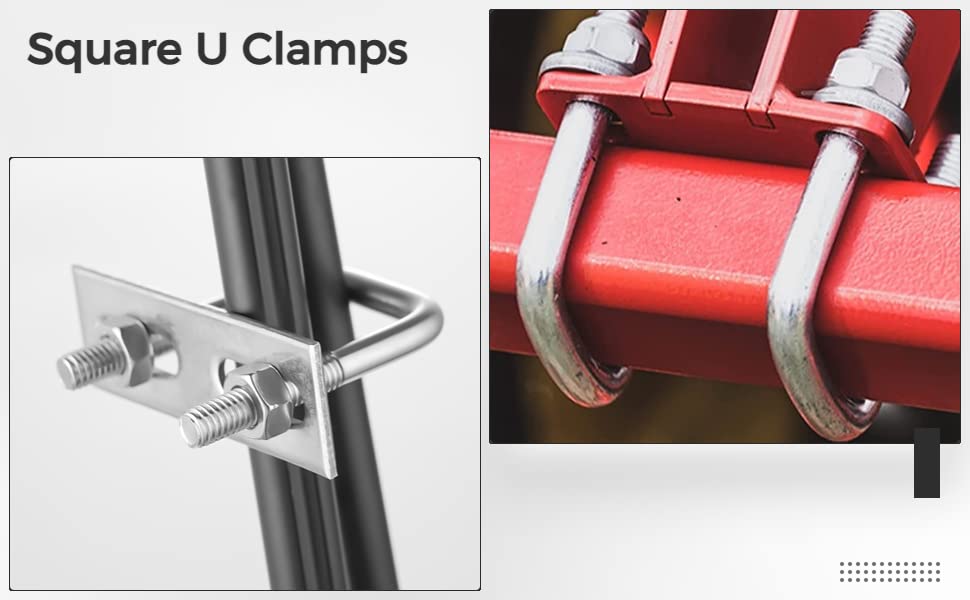 Miniatura 7 de Perno cuadrado en U, pernos en U cuadrados de acero inoxidable con tuercas y placa de marco para remolques de automóviles, lanchas de esquí o