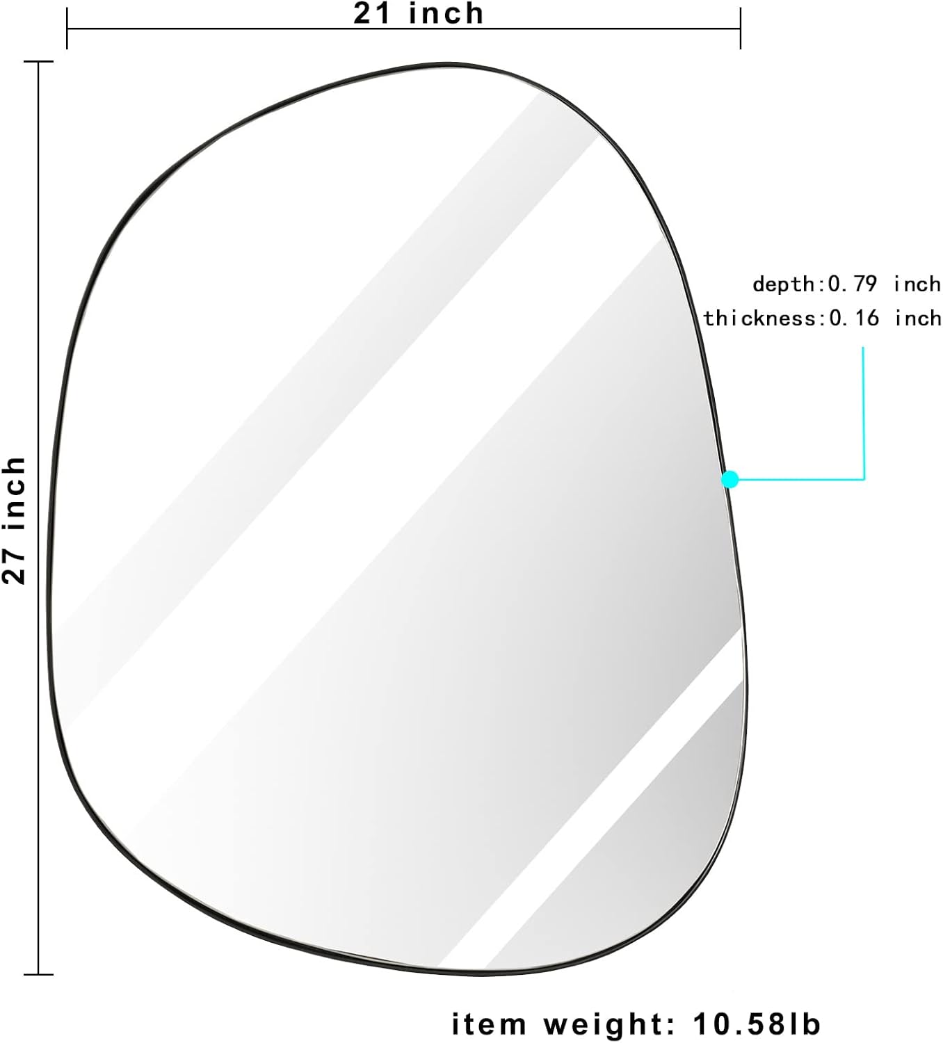 asymmetrical wall mirror for decor 21"*27", modern black framed wall mirror for living room bathroom bedroom entryway ele-stou-0065b mat black 27"l x 21"w