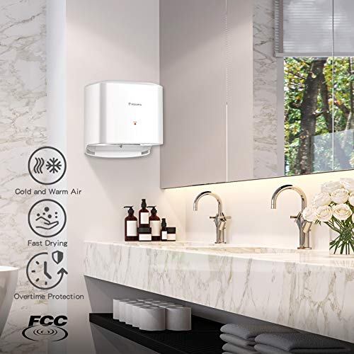 Automatic High Speed Air Jet Hand Dryer (Compact Abs Cover) for Commercial Restroom and Household Bathroom, Wall-Mounted 110-120v 50/60hz 1200w MODUNFUL M-2008S1