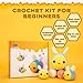 Crochetta Crochet Kit for Beginners - Starter Kit with Video Tutorials for Adults & Kids, Knitting Kit with 3 Bee Family (40%+ Yarn)