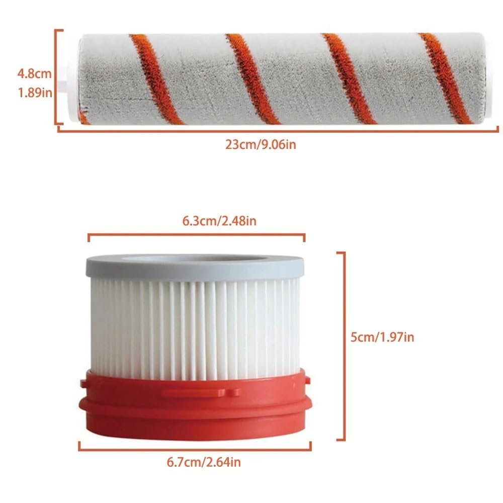 Compatible para Xiaomi filtro y cepillo rodante serie Dreame V8 a V16 | Juego coordinado para recambios diarios(Orange)