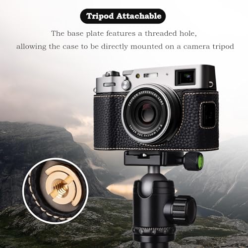 VOVMOEYA X100VI Case,PU Leather Camera Half Case Compatible with Fujifilm X100VI Digital Camera - Black - Image 4