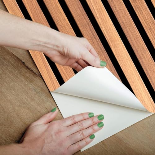 Image of Wooden Louvers Wood Pattern Wallpaper for Walls |Self-Adhesive Wall Decor Sheet wall Stickers | Textured Wood Design for Living Room, Bedroom, Wall Stickers for Home (45X300 CM)