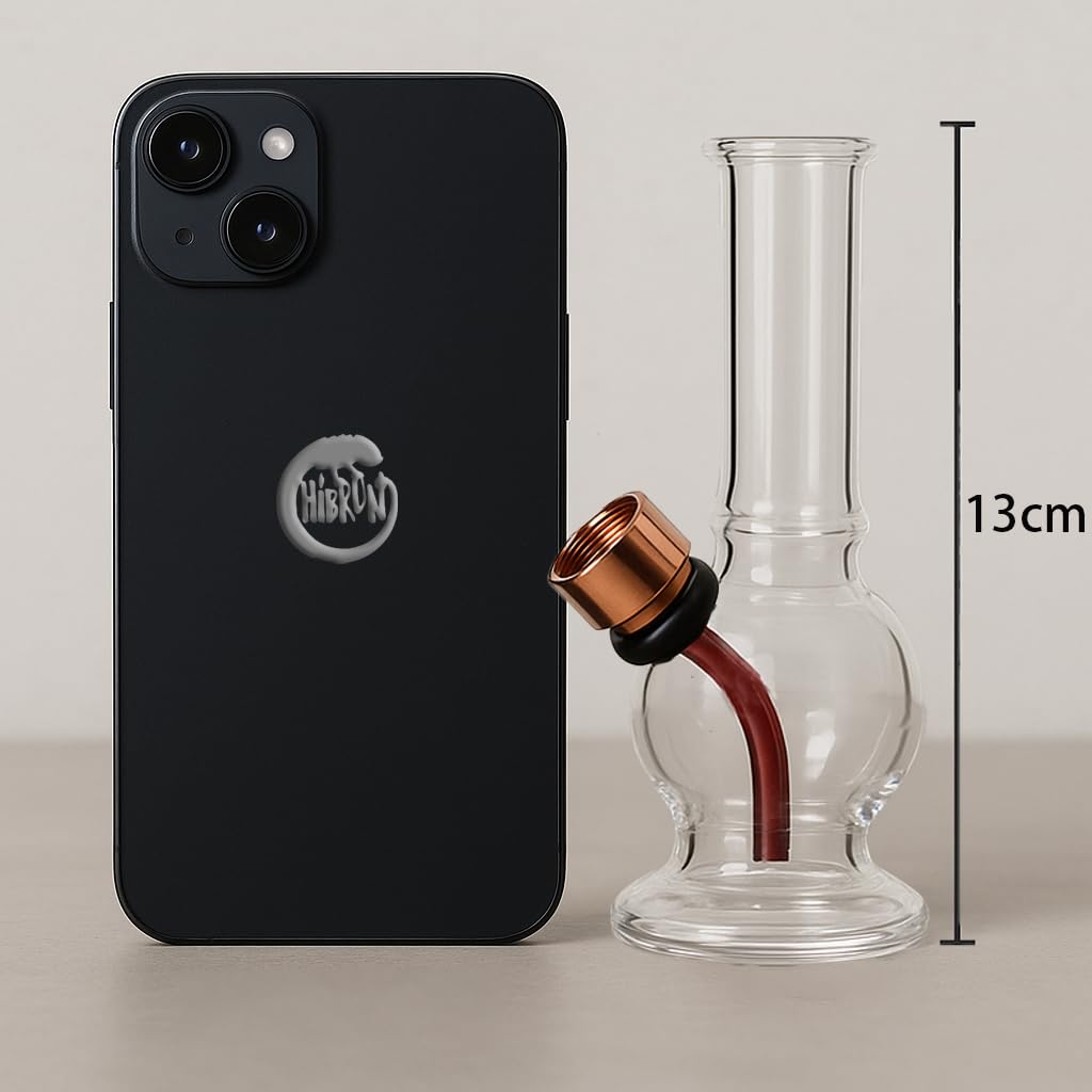 HIBRON Mini Bong de Vidrio, Pipa de Agua, Mini Cachimba, Bong de Cristal Compacto y Sofisticado para una Experiencia de Fumar Incomparable (Pequeño, 6)