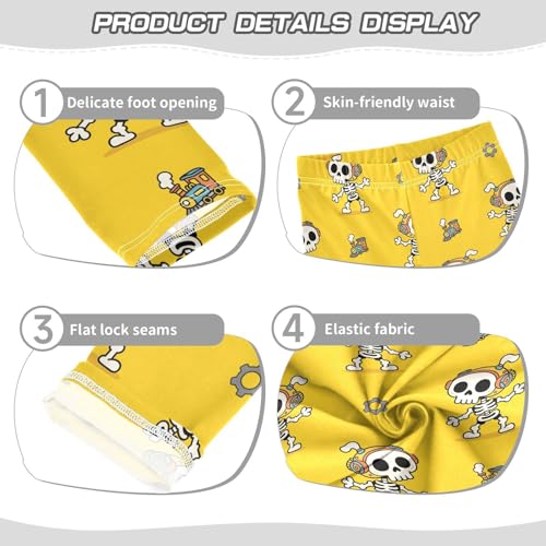 Girls' Leggings Cute Skull Gear Yellow Kids Yoga Tights Pants 1 Pack 23017453
