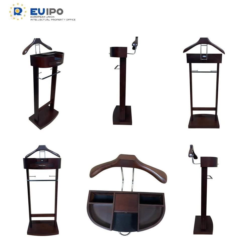 Servomuto, Appendiabiti in Legno, Servo Muto per Abiti e Pantaloni, Design Minimalista Omini Attaccapanni, Materiali Sicuri ed Ecologici, con Cassetti e Scarpiera