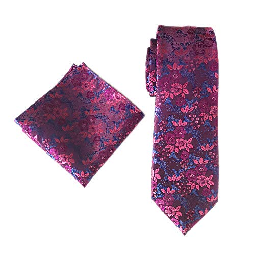 Ctskyte Men Magenta Purple Tie Sophisticated Novelty Necktie Handkerchief for Gentleman