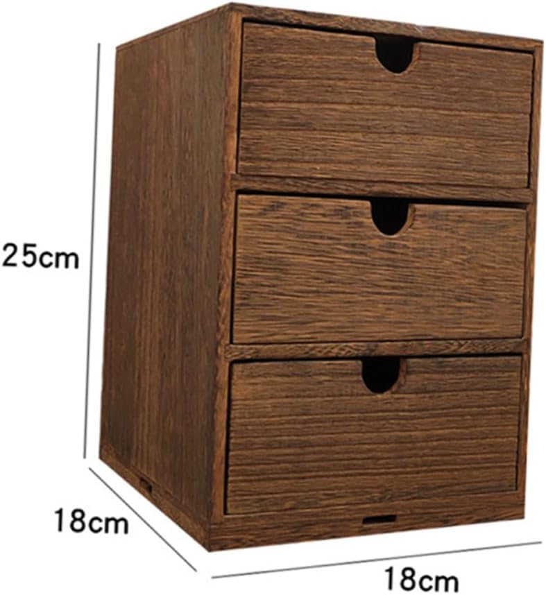 Zerodeko Wooden Multi-layer Storage Drawer Box with Pull-out Design Desktop Organizer for Kitchen Cosmetics Sundries Brown Wood Grain Texture Compact and Lightweight Storage
