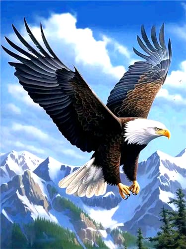 Image of SANYUN Hawk Diamond Art Kits for Adults &Beginner, Animals Diamond Painting, 5D Gem Art Painting Kits with Round Diamonds, Eagle&Mountain Diamond dots for Home Wall Gift Decor (12x16inch)