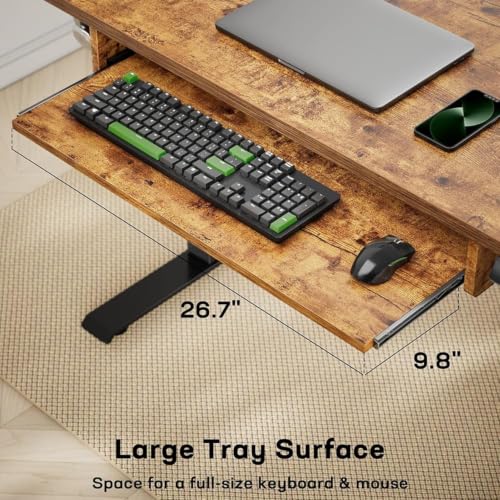 Image of TEKAVO Cift Height Adjustable Table for Office Work | Electric Standing Table Workstation with Keyboard Tray for Home Office| 60 kg Load Capacity |120L x 60W | Forest I DIY