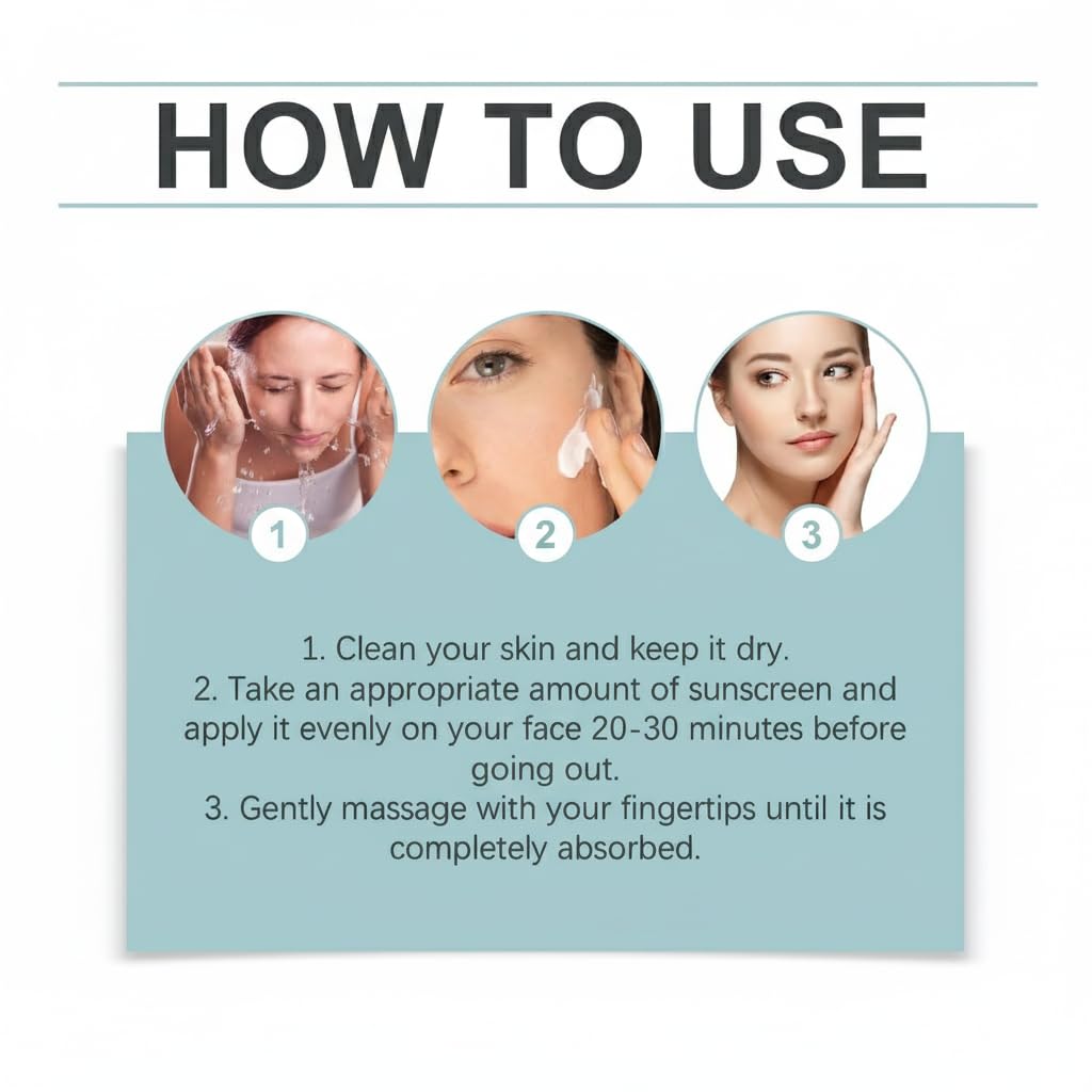 SPF 50 Sunscreen Moisturizer Face, Facial and Body Sunscreen, No White Cast, Non Greasy, Unscented, for Oily Dry Sensitive Skin, Sun Skin Care 1.76 Fl Oz / 50 g - Image 6