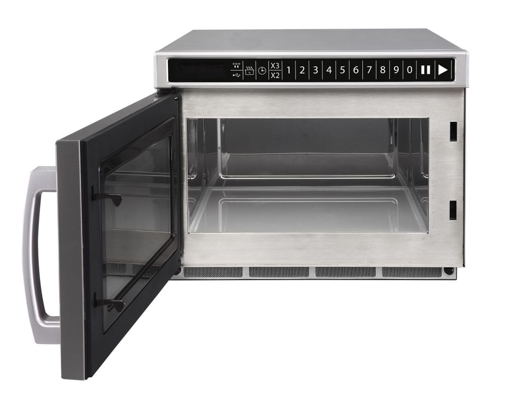 HENDI Micro-ondes, 1800W, programmable via port USB, 10 programmes par default, diamètre max. des plats: 300mm, puissance d'entrée 3000W, 18L, 230V, 563x420x(H)340mm, chambre 330x310x(H)175mm, inox
