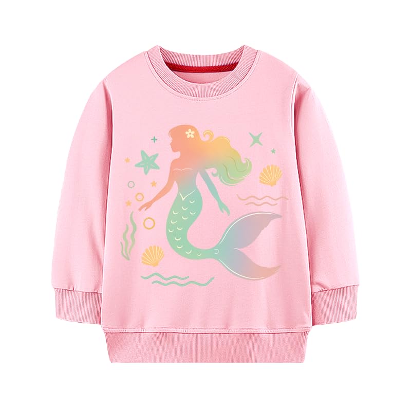 Image of Girls Cotton Crewneck Sweatshirt Size 2-10 Years Toddler Girls Kid Graphic Shirts