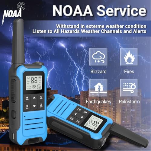 Image of Walkie Talkies Long Range Rechargeable Walkie Talkie for Adults, Baofeng F22 FRS Radio Walky Talky Family Walkie-Talkie with Flashlight 1400 mAh Battery USB Charger for Camping Trip (2 Pack)