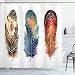 Ambesonne Asian Shower Curtain, Asian Ethnic Feathers with Tribal Ornament Ceremonial Esoteric Inspired Design Print, Fabric Bathroom Decor Set with Hooks, 70 inches, Orange Blue