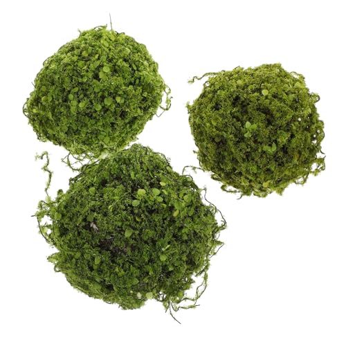 FUNOMOCYA 3pcs Simulated Grass Ball Hanging Decoration Foliage Hanging Plant Plants Faux Ferns for Outdoors Large Round Moss Indoor Realistic Garden Artificial Balls Topiary Green Plastic