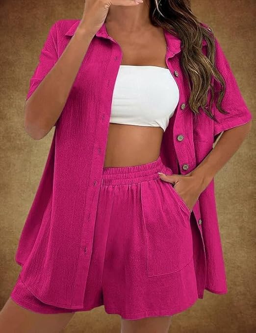 Image of Man-NAT || Women's Soft Polycotton Fabric Shirt and Shorts Coord Set Combo