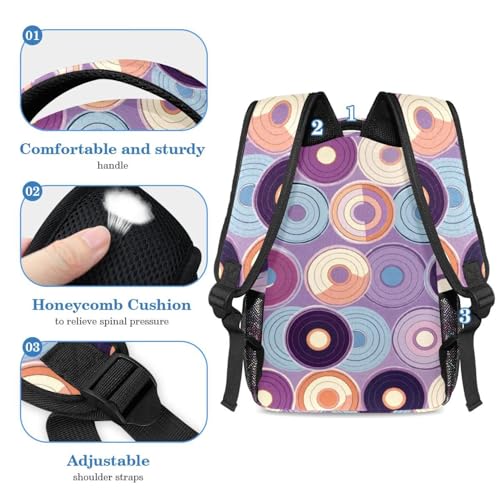 Sac à dos à disques violets parfait pour le collège et le lycée - 4
