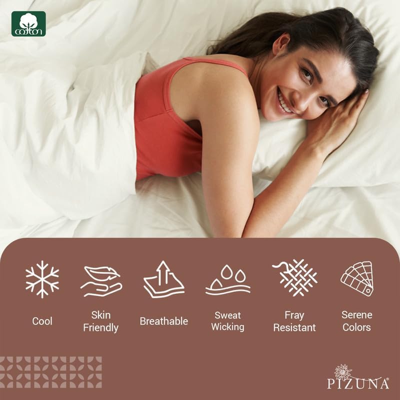 Miniatura 2 de Pizuna 400 - Ropa de cama de tejido de satín 100 % algodón de fibras largas (juego de sábanas, juego de funda de edredón)