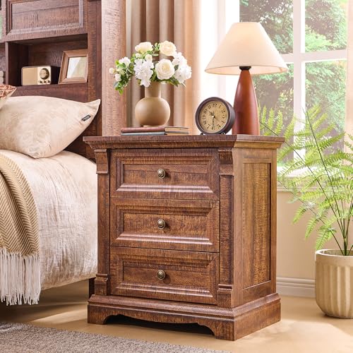 Image of Farmhouse Nightstand Set of 2, 23.6 inchW Wood End Table With Charging Station