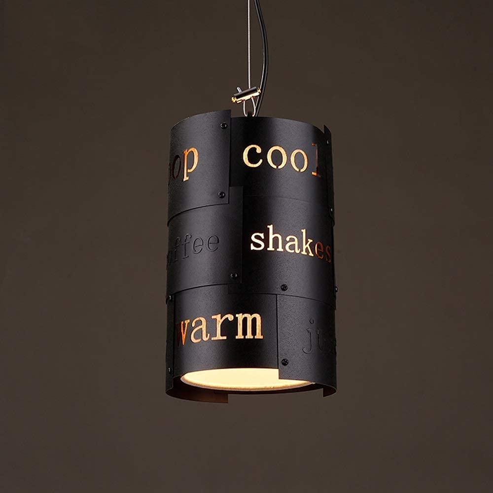 Luminaria de Techo E27 en Hierro Forjado Negro para Isla de Cocina