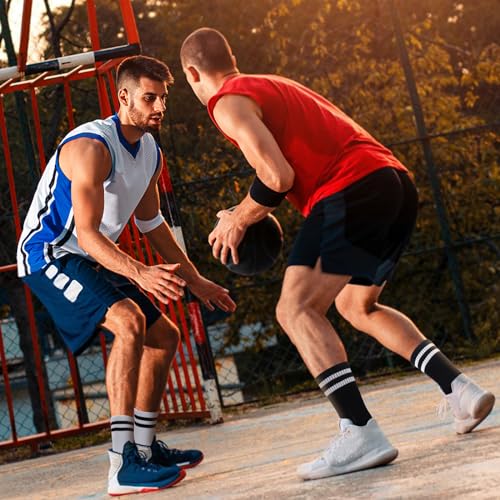 Ultrafun 5 Pairs Striped Crew Socks Cotton Cushioned Athletic Sports Running Socks for Men Women Teens - Image 6