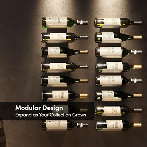 Image of xympo Wall Mounted Wine Rack Set - 6-Piece Aluminum Bottle Holders with Non-Slip Cork Pads for Secure Storage (Pack of 2)