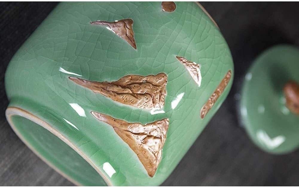 Urna per cremazione per cenere, urna ricordo per adulti e animali domestici, piccole urne commemorative in ceramica fatta a mano a casa o al cimitero (verde)