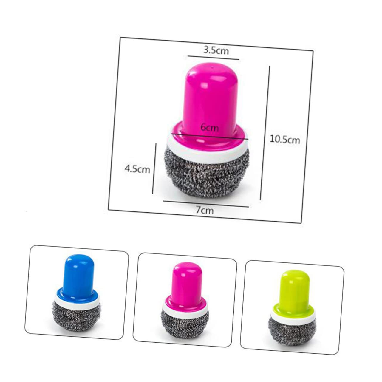 SHERCHPRY 5Pcs Stainless Steel Wire Brush with Handle Multifunctional Kitchen for Pots Pans Dishes and More for Home and Restaurant Use Blue